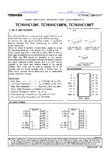 TC74VHC138F数据手册封面