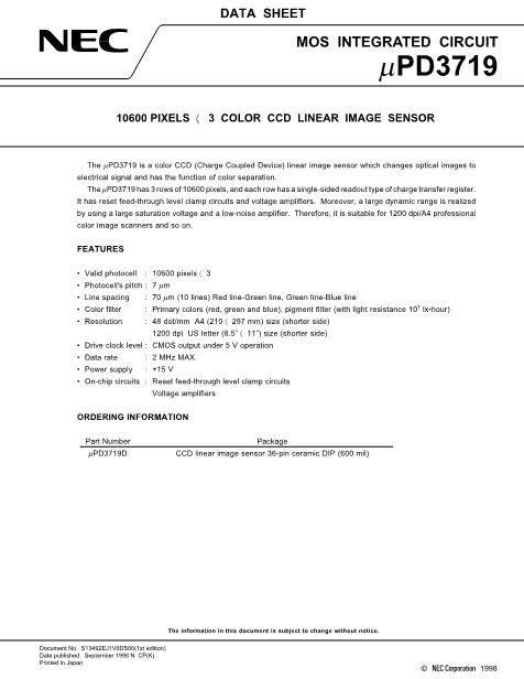 UPD3719D數(shù)據(jù)手冊(cè)封面