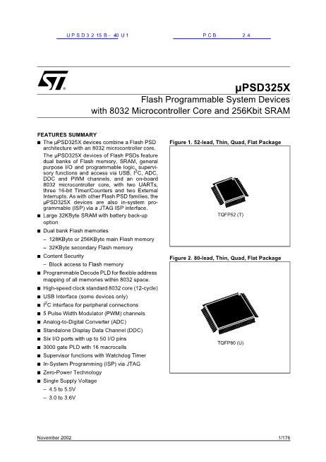 UPSD3215B-40U1数据手册封面