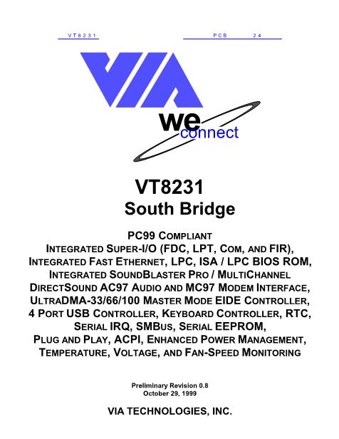 VT8231数据手册封面