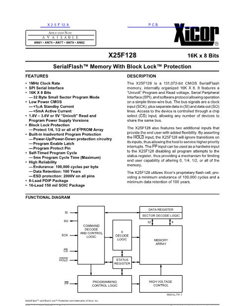 X25F128数据手册封面