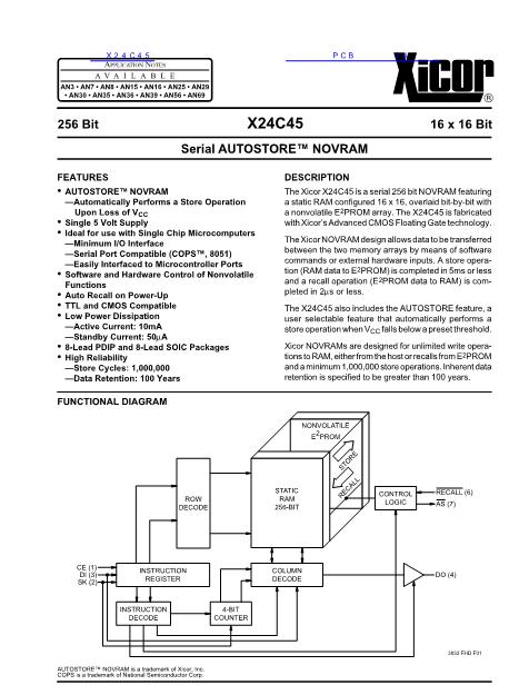 X24C45数据手册封面