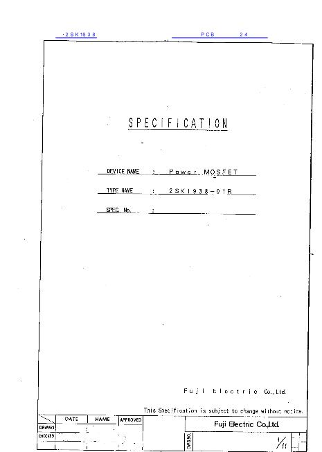 2SK1938数据手册封面