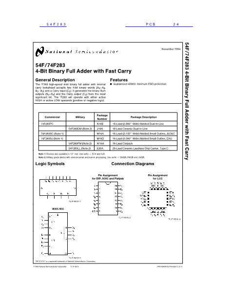54F283數(shù)據(jù)手冊封面