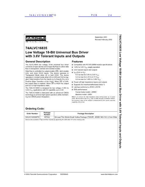 74ALVC16835MTD數(shù)據(jù)手冊封面