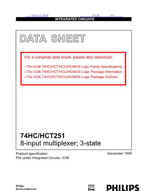 74HC251DB数据手册封面