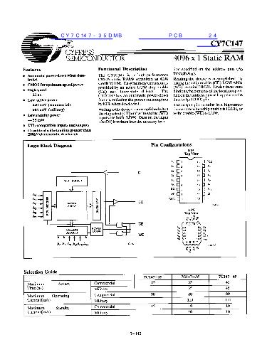 CY7C147-35DMB数据手册封面
