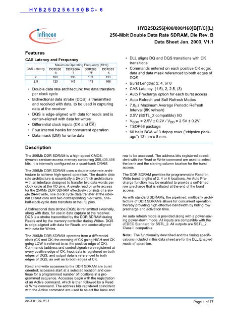 HYB25D256160BC-6數(shù)據(jù)手冊(cè)封面
