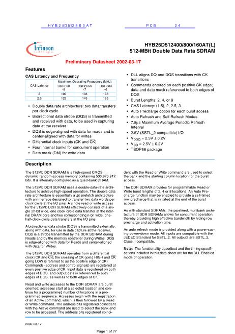 HYB25D512400AT數(shù)據(jù)手冊封面