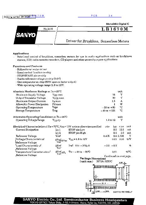 LB1670M數(shù)據(jù)手冊封面