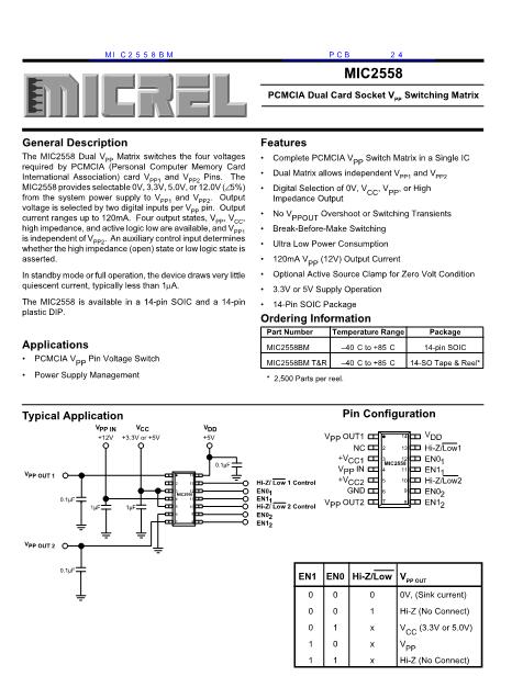 MIC2558BM数据手册封面