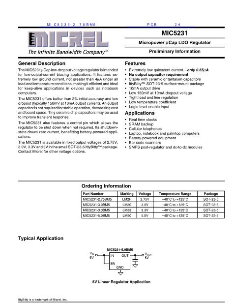 MIC5231-2.75BM5数据手册封面