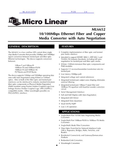 ML6652EH數(shù)據(jù)手冊封面