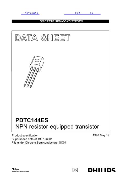 PDTC144ES数据手册封面