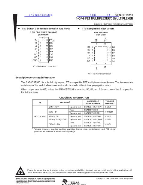 SN74CBT3251DB數(shù)據(jù)手冊(cè)封面