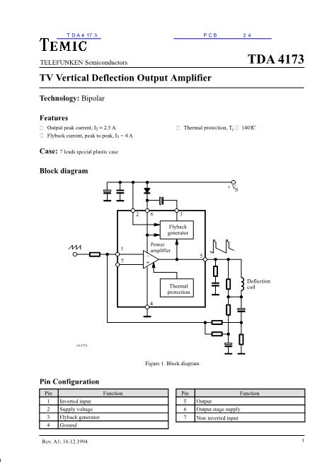 TDA4173數(shù)據(jù)手冊封面