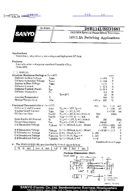 2SB1141數(shù)據(jù)手冊封面