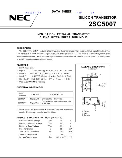 2SC5007-T1数据手册封面