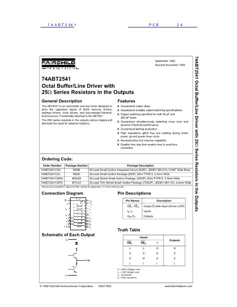 74ABT2541數(shù)據(jù)手冊封面