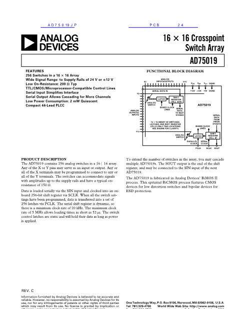 AD75019JP數(shù)據(jù)手冊封面