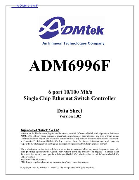 ADM6996F数据手册封面