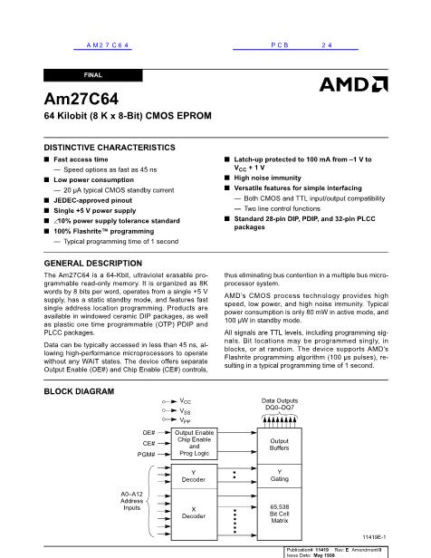 AM27C64数据手册封面