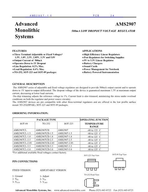 AMS2907-1.5数据手册封面