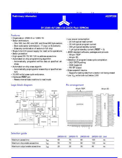 AS29F200數(shù)據(jù)手冊封面