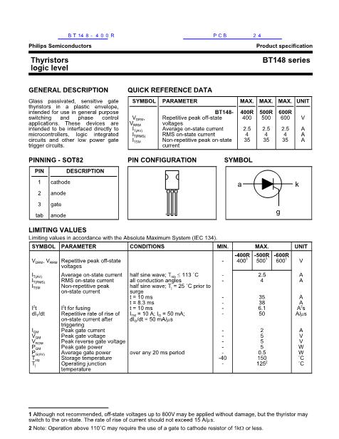 BT148-400R数据手册封面