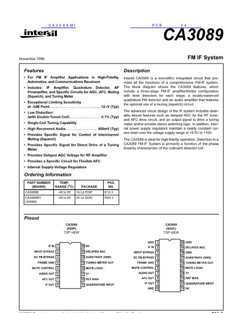 CA3089M1數(shù)據(jù)手冊封面