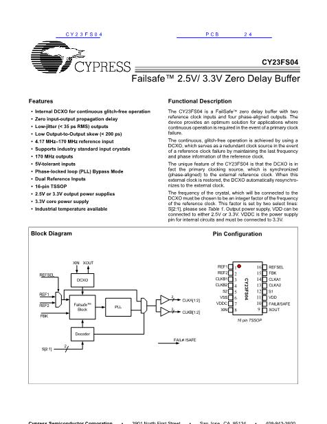 CY23FS04数据手册封面