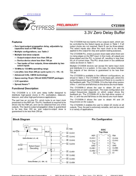 CY23S08数据手册封面
