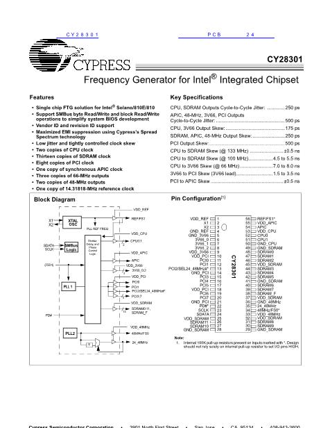 CY28301數(shù)據(jù)手冊(cè)封面