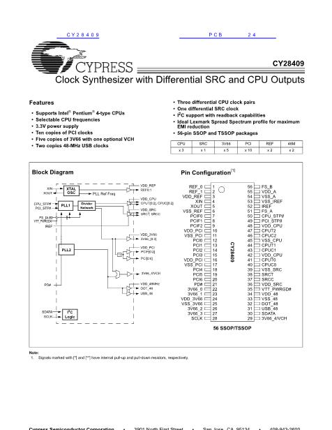 CY28409數(shù)據(jù)手冊(cè)封面