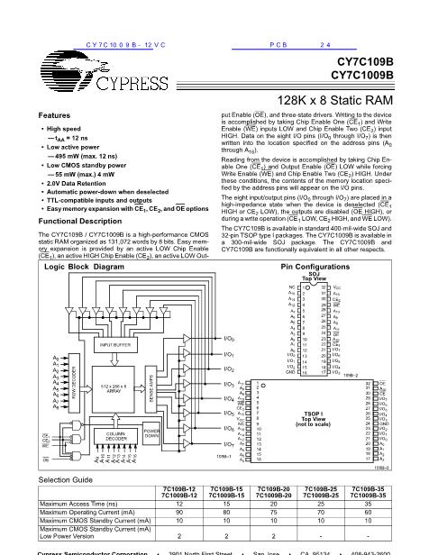 CY7C1009B-12VC数据手册封面