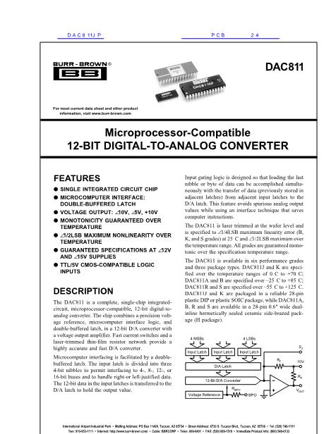 DAC811JP数据手册封面