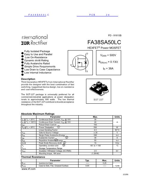FA38SA50LC数据手册封面