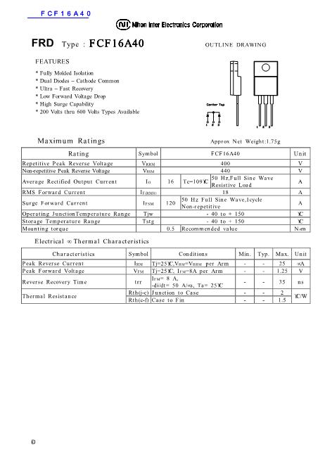 FCF16A40數(shù)據(jù)手冊封面