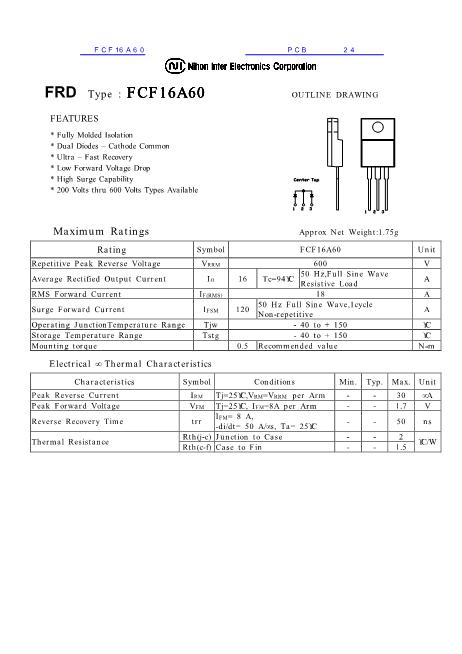 FCF16A60數(shù)據(jù)手冊(cè)封面