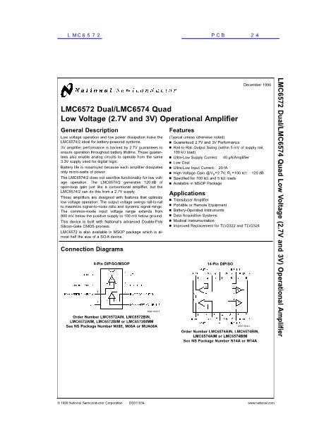 LMC6572数据手册封面