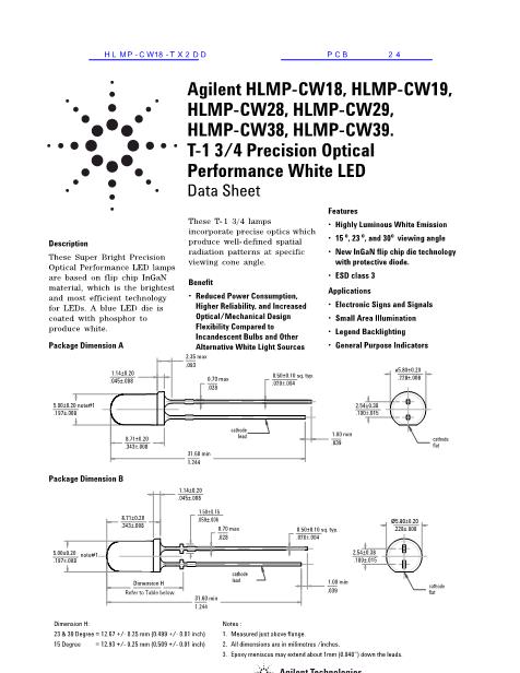 HLMP-CW29-YT0DD數(shù)據(jù)手冊封面