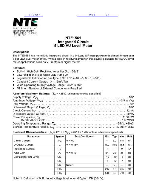 NTE1561数据手册封面