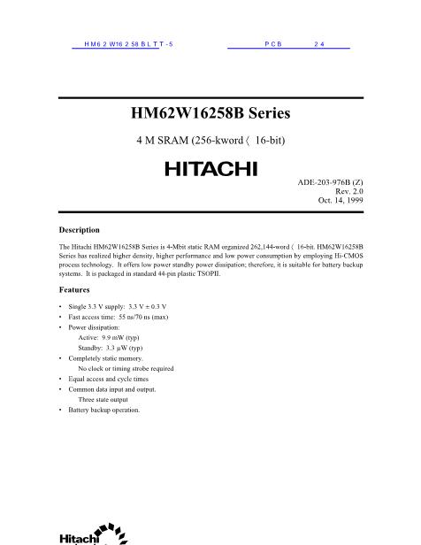 HM62W16258BLTT-5数据手册封面
