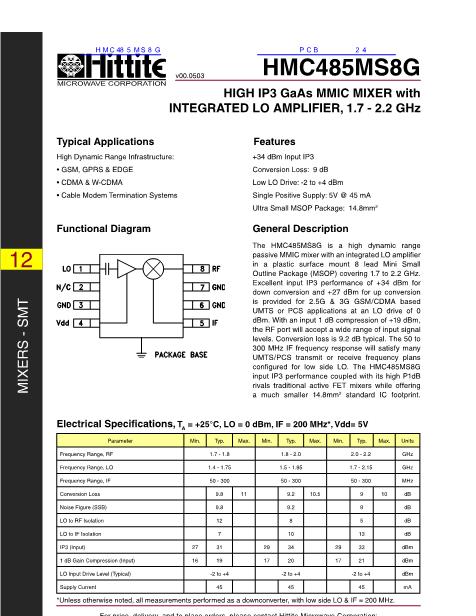 HMC485MS8G数据手册封面