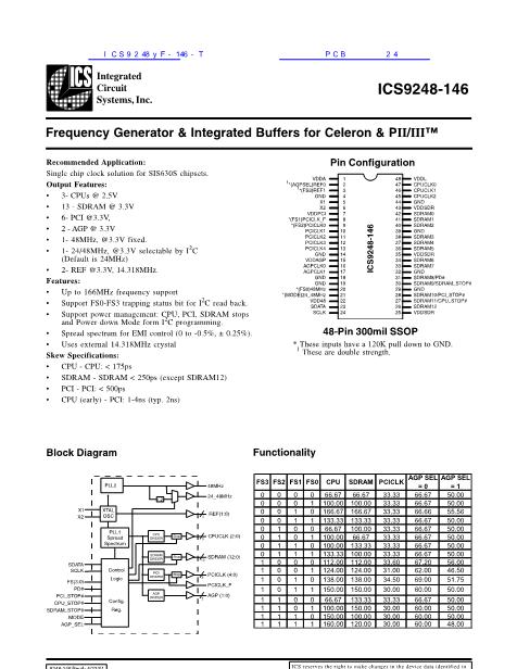 ICS9248yF-146-T数据手册封面