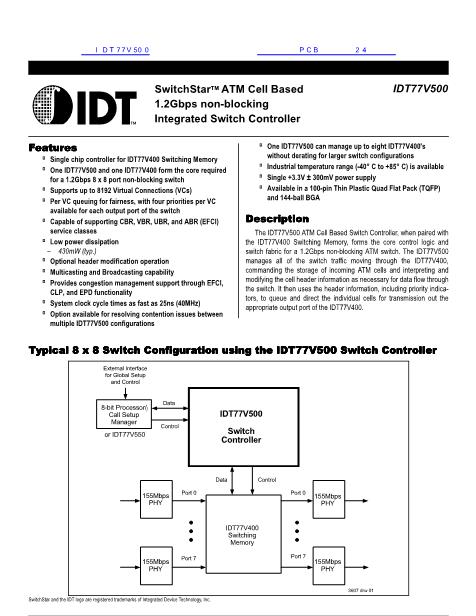 IDT77V500数据手册封面