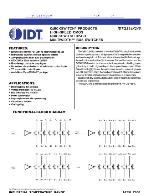 IDTQS34X2245數(shù)據(jù)手冊封面