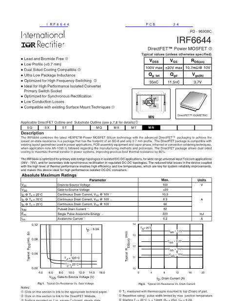 IRF6644数据手册封面