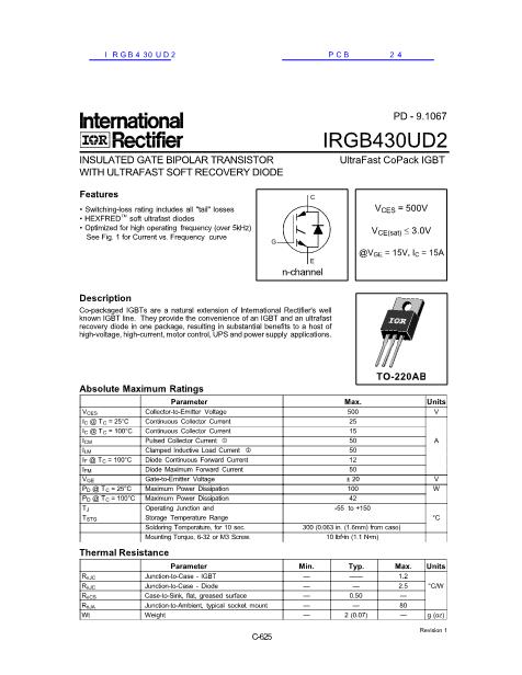IRGB430UD2數(shù)據(jù)手冊封面
