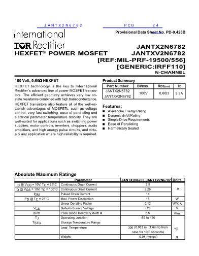 JANTX2N6782数据手册封面